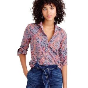 J. Crew Liberty of London Button Up Felix Isabella print size 4 paisley maroon